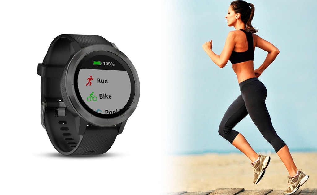 GARMIN Vivoactive 3 Niebieskoszary czarny pasek HR - 7543756018 - oficjalne archiwum Allegro