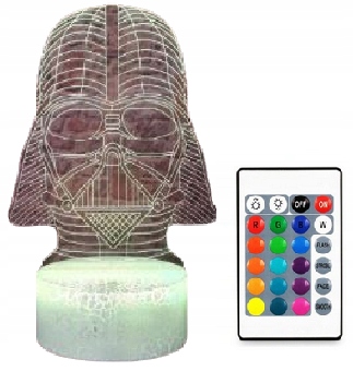 LAMPKA 3D LED LORD DARTH VADER HEŁM KOLOR + PILOT