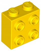 LEGO 22885 Żółty Klocek, zmodyfikowany 1x2x1 2/3 z kołkami po bokach 631359