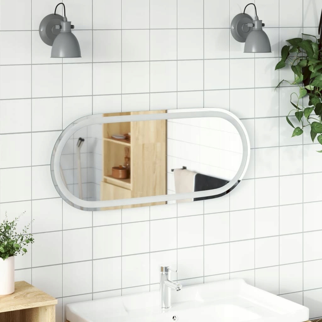 Lustro łazienkowe z LED, 90x40 cm, owalne