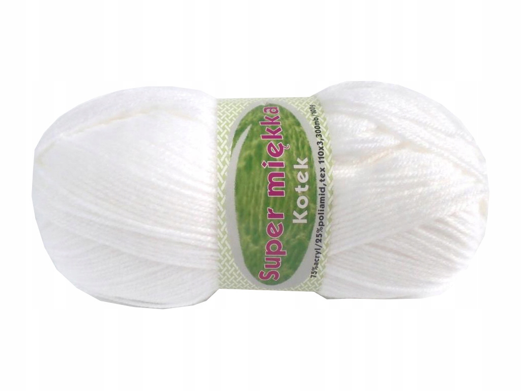 Włóczka SUPER MIĘKKA KOTEK Arelan -1-2200 - BIAŁY