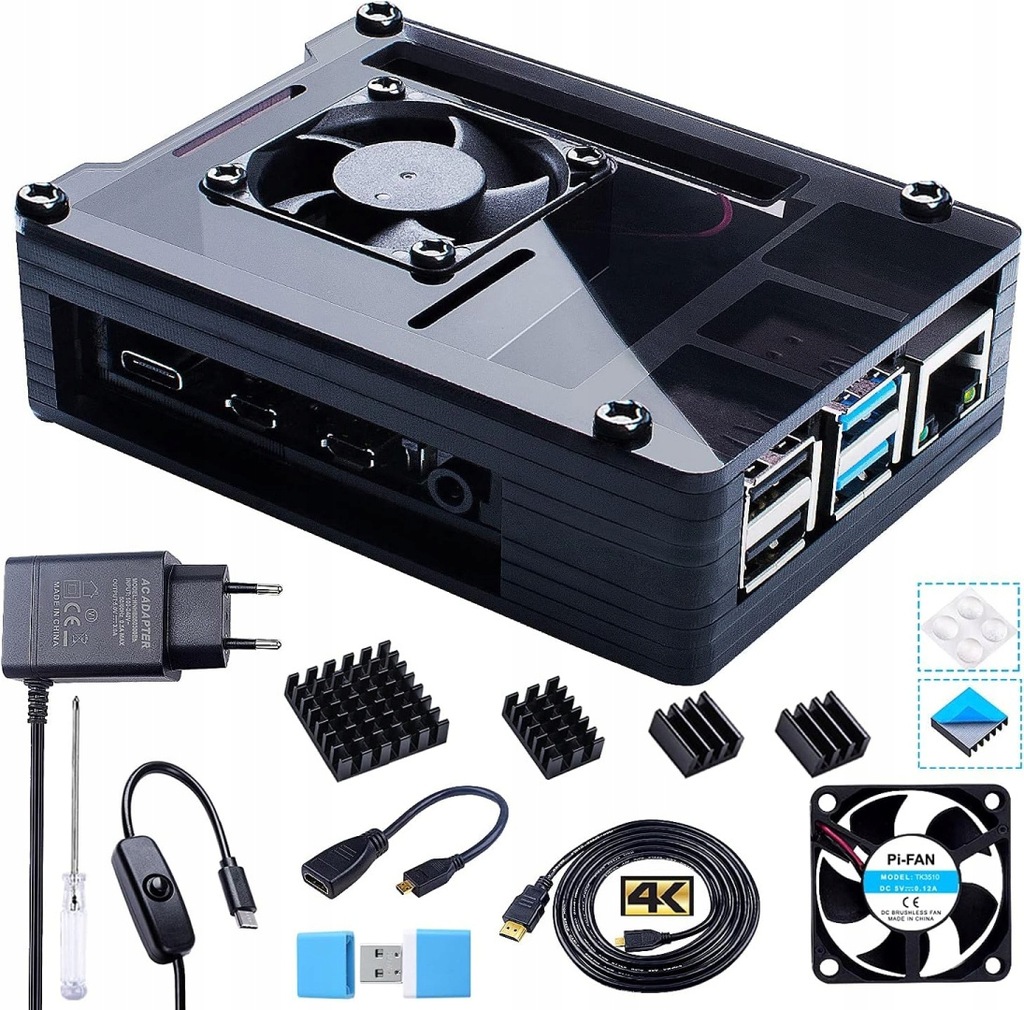 Bruphny Obudowa do Raspberry Pi 3b z wentylatorem