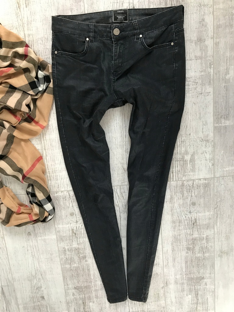 OASIS___skinny spodnie rurki jeans WOSKOWANE___38