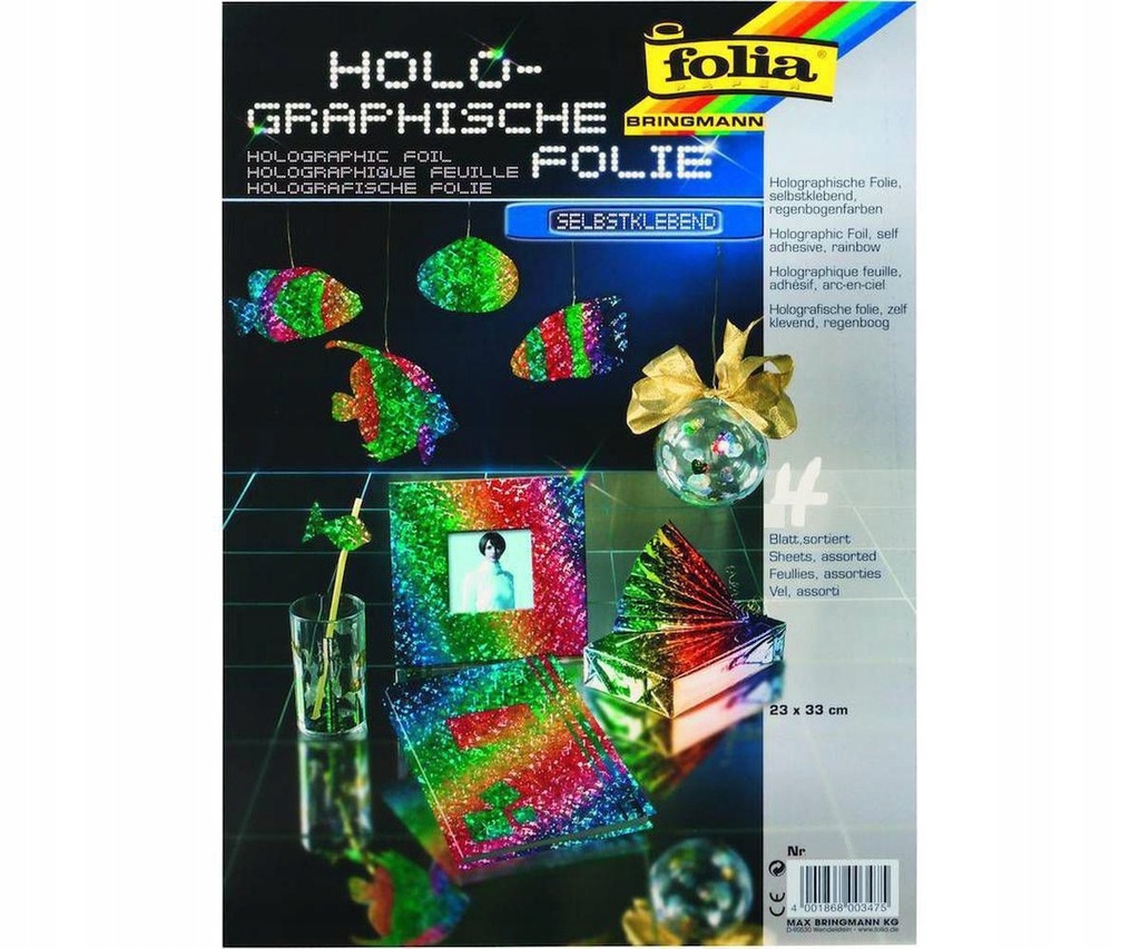 Folia holograficzna - klej 23 x 33 cm 4 liście
