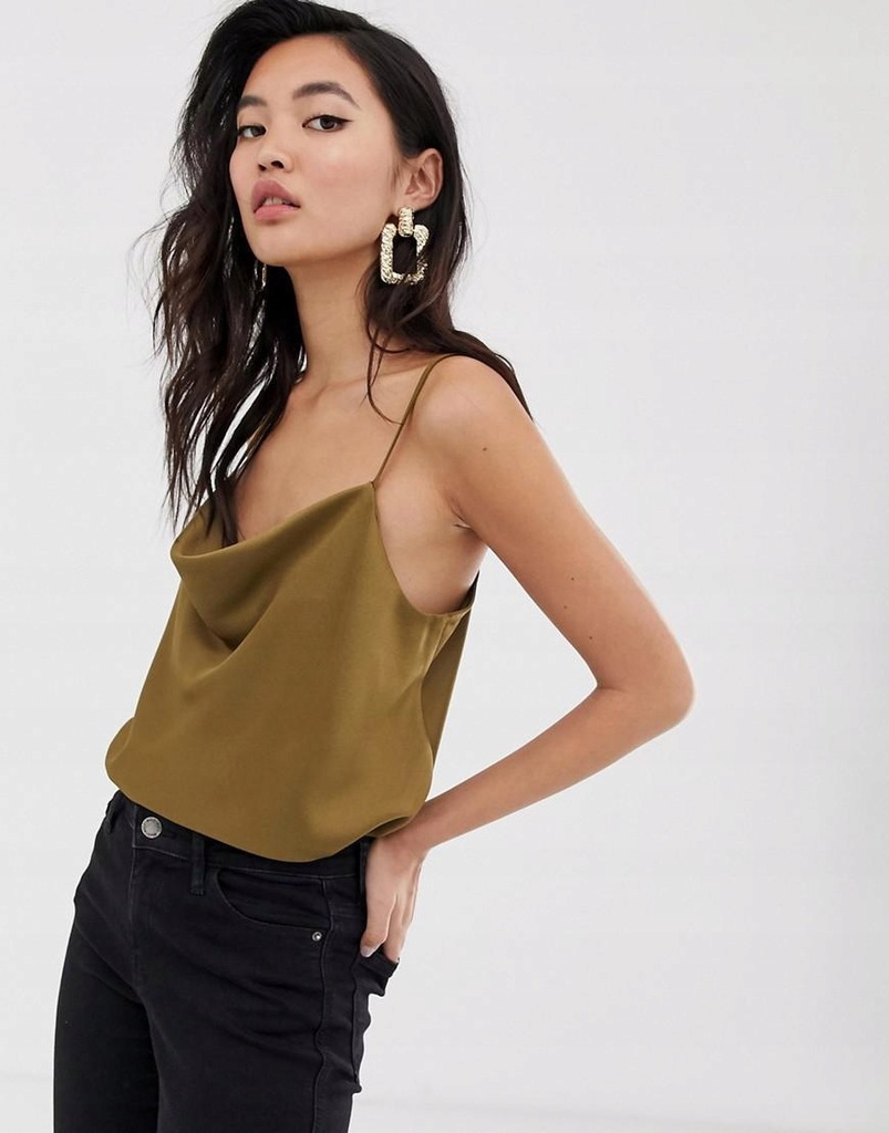 RIVER ISLAND__XZX KHAKI TOP NA RAMIĄCZKACH__40