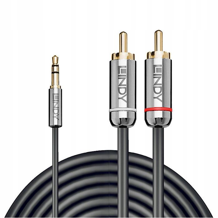 KABEL JACK 3,5mm - 2xRCA LINDY 35333 CROMO LINE 1m