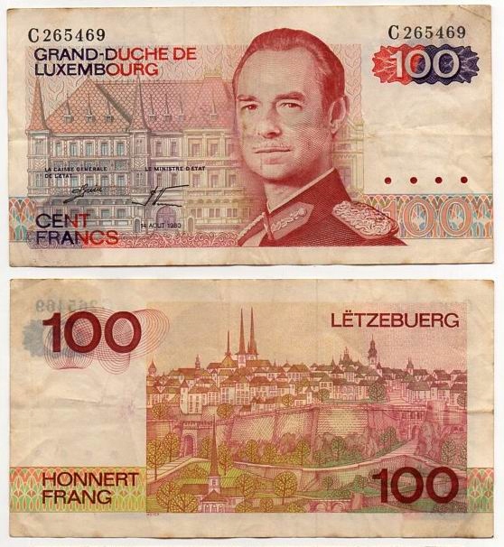 LUKSEMBURG 1980 100 FRANCS