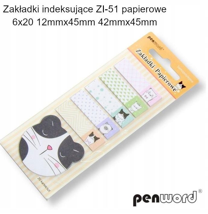 ZAKŁADKI INDEKSUJĄCE 12X45MM 6X20SZT PAPIEROWE -