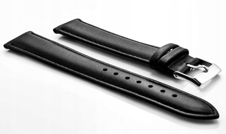 Czarny pasek skórzany do zegarka Bisset BS205 18mm