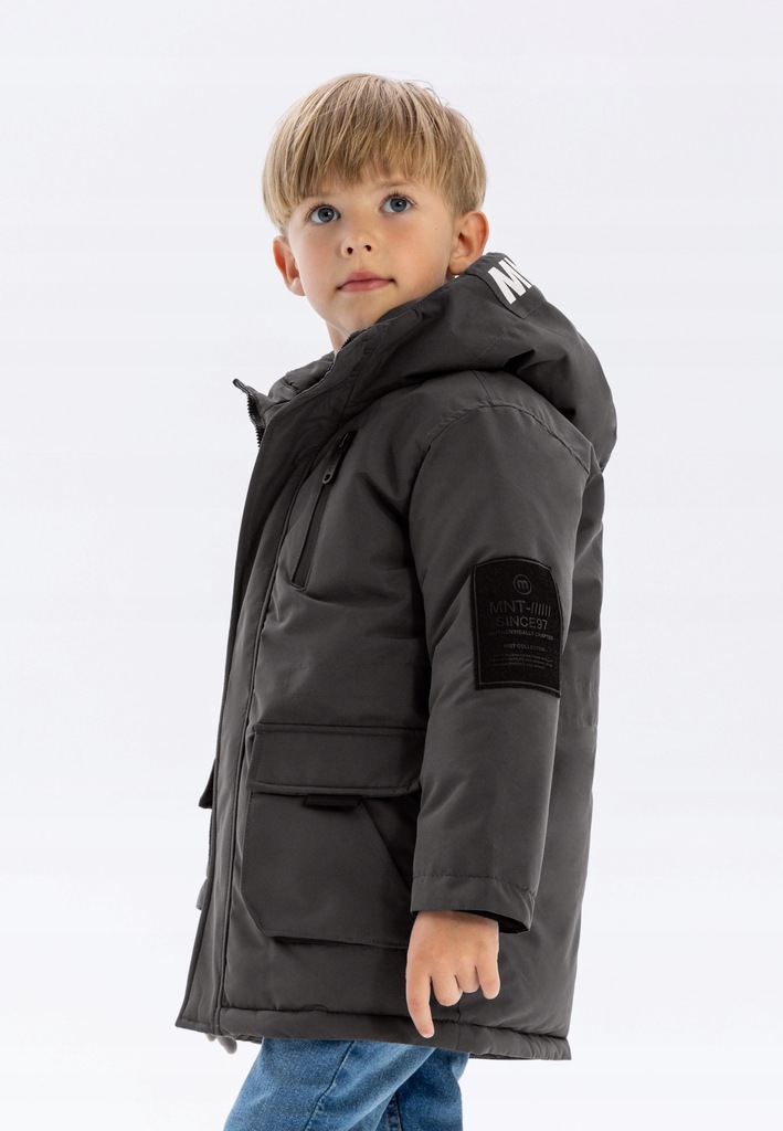 Kurtka Chłopięca Zimowa Ocieplana z dużymi kieszeniami Szara MINOTI R.98