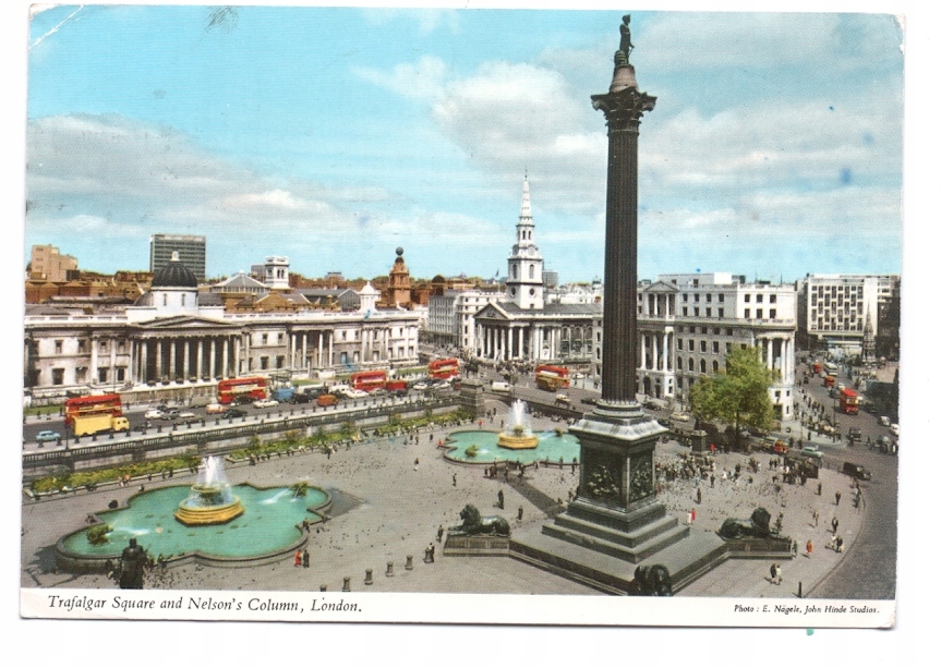 LONDYN - TRAFALGAR SQUARE - AUTOBUS - 1970R