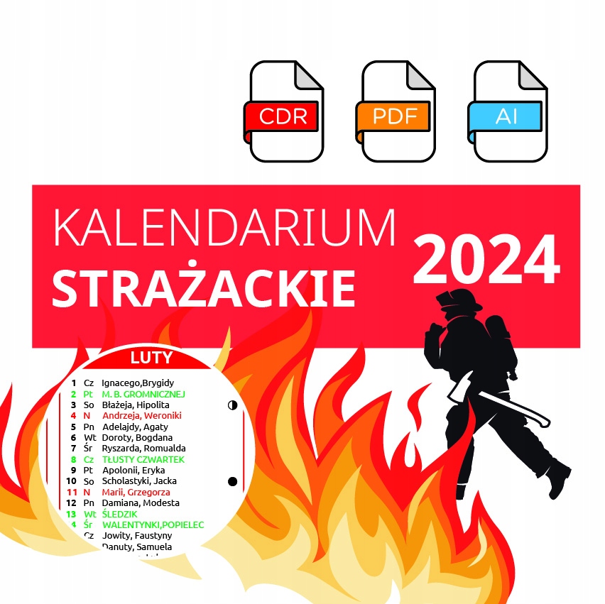 Kalendarium Strażackie 2024 AI PDF CDR kalendarz