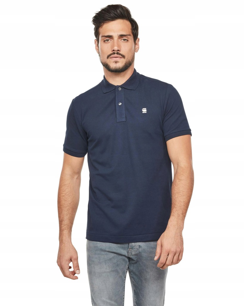 G-STAR RAW KOSZULKA POLO GRANATOWA Z LOGO M AYC