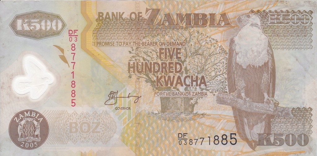 Banknot Zambia 500 Kwacha 2005