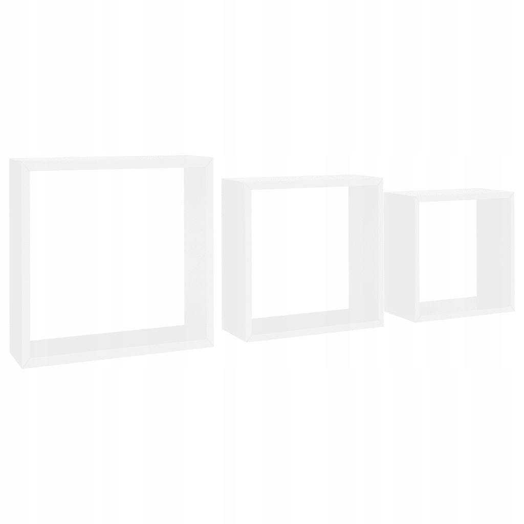 vidaXL Półki ścienne kostki, 3 szt., białe, MDF