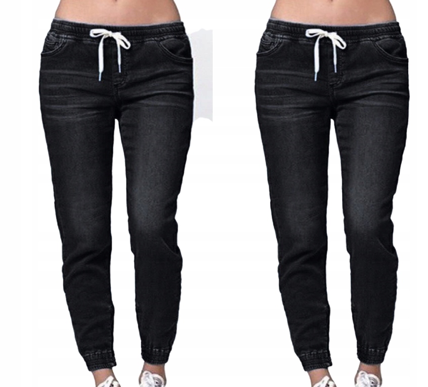 damskie slouchy Jeansy na gumce jeansowa Spodnie U