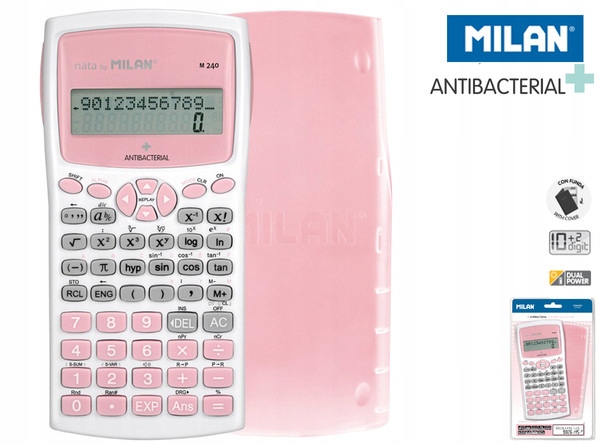 Kalkulator naukowy Milan M240 antibacterial różowy