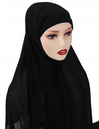 M784 SZYFONOWY HIJAB WSUWANY CZARNY DAMSKI