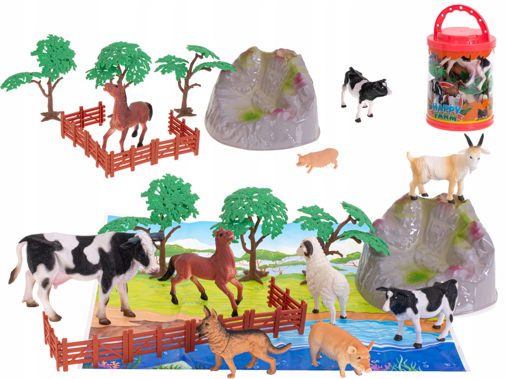 Zwierzęta figurki farma zestaw edukacyjny mata