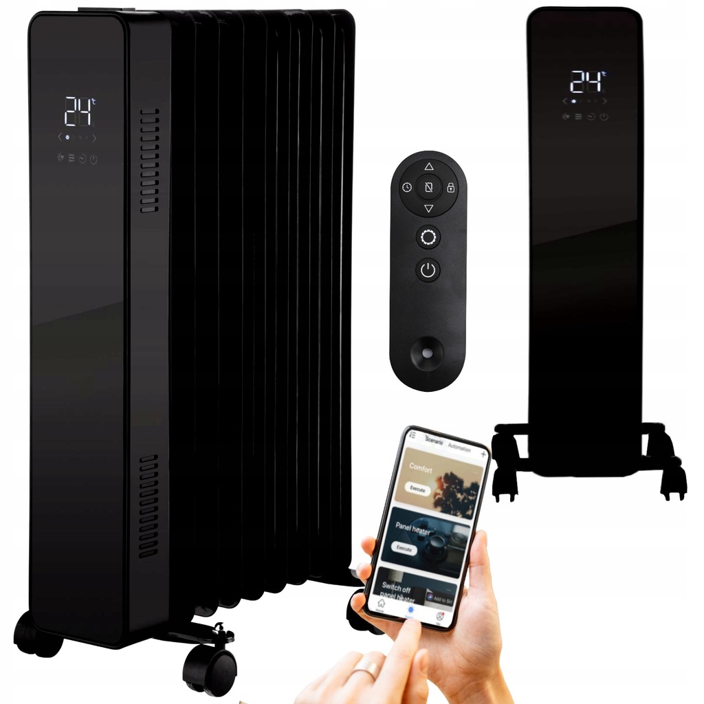OUTLET GRZEJNIK OLEJOWY SIMPLE-BLACK 2500W CZARNY WIFI ELEKTRYCZNY THUNDER