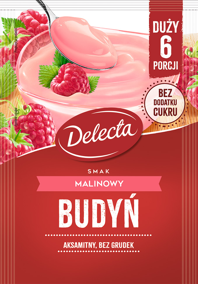 Delecta Duży Budyń malinowybez cukru 64 g