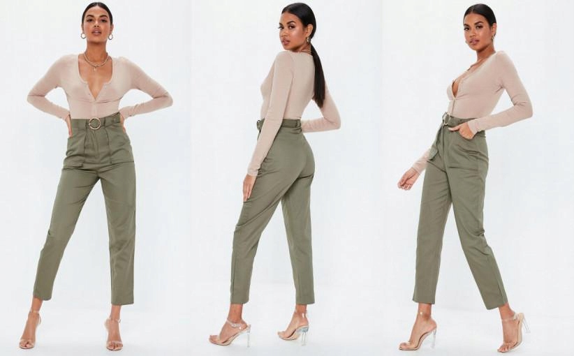 G7R402*MISSGUIDED PETITE SPODNIE KHAKI 36 S P01