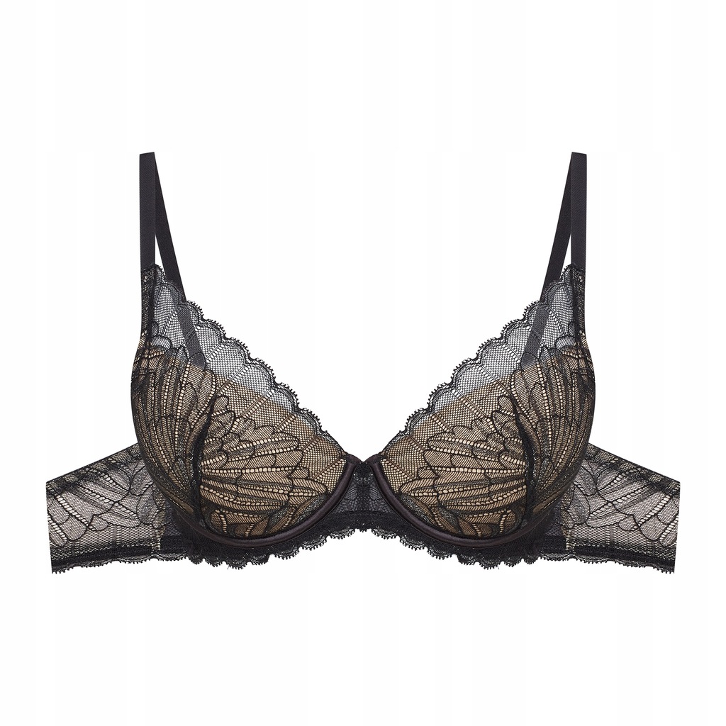 Klasyczny Biustonosz push-up damski roślinny motyw koronka Esotiq Oprah 70F
