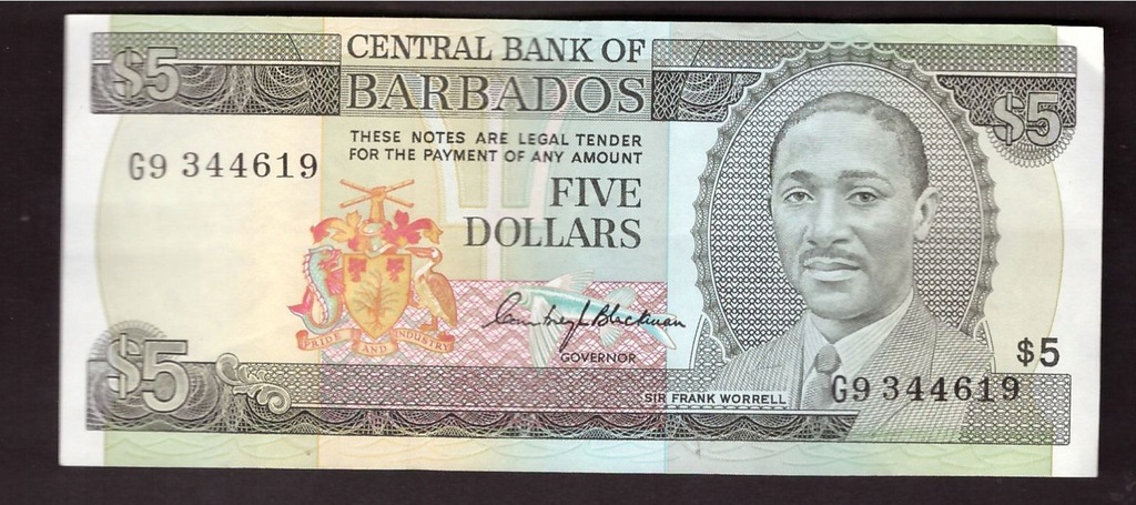 Barbados - banknot - 5 Dolar