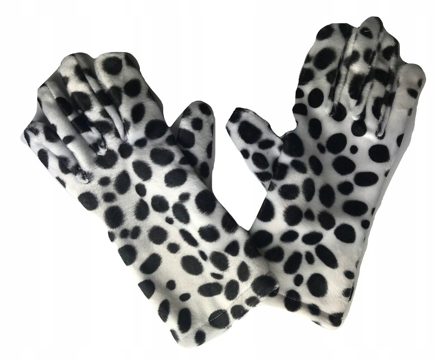 rękawiczki damskie w łatki krowa biało-czarne L