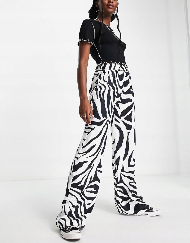 B0N210 BERSHKA ZEBRA SPODNIE __XL