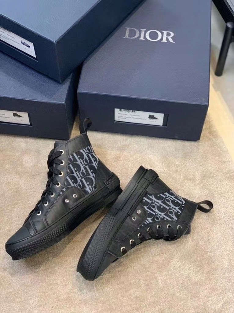 Dior B23 Oblique Calfskin High-Top Sneaker Black 13323179980