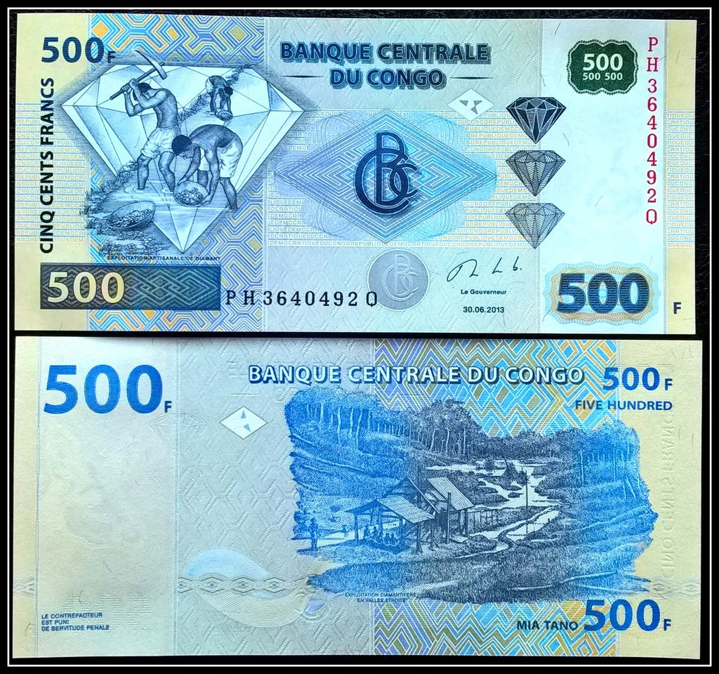 Banknot Kongo 500 Franków 2003r. UNC