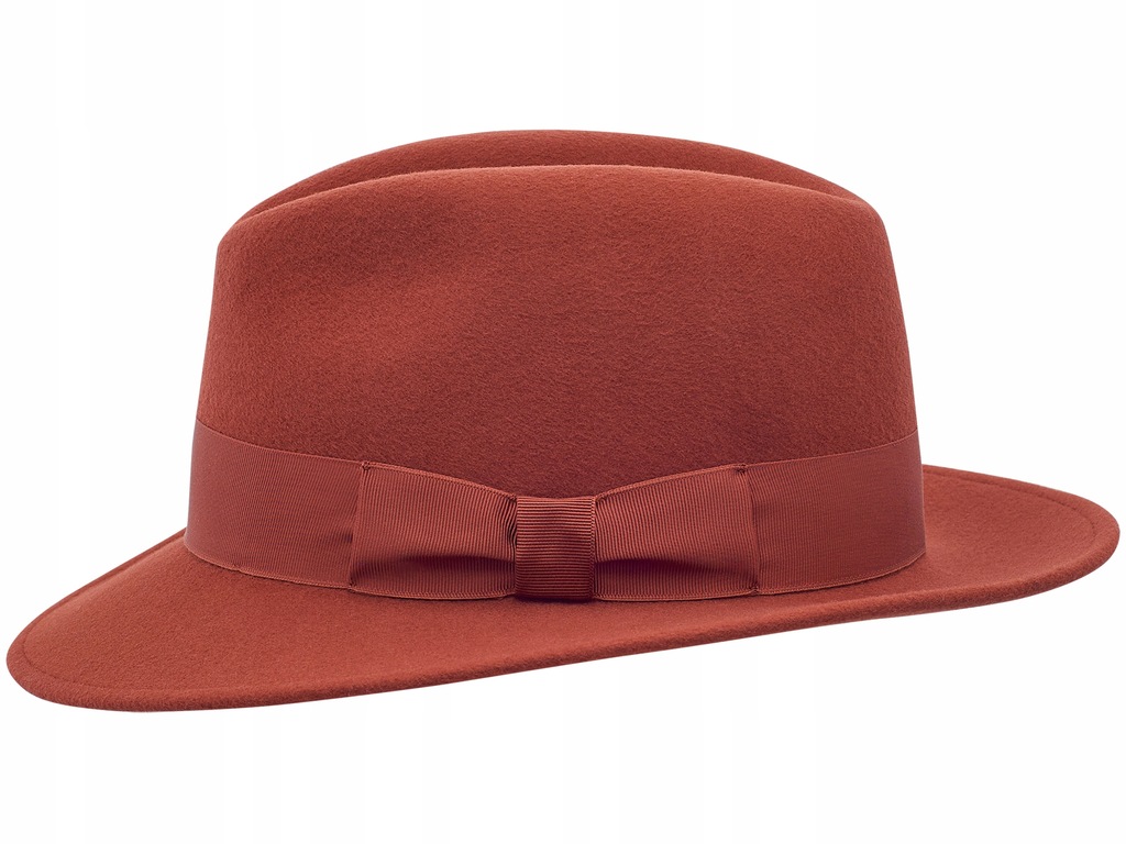 ELEGANCKI KAPELUSZ FEDORA FILCOWY CZERWONY 62 CM