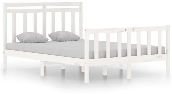 Rama łóżka białe lite drewno 135 × 190 cm Podwójne, 3105356
