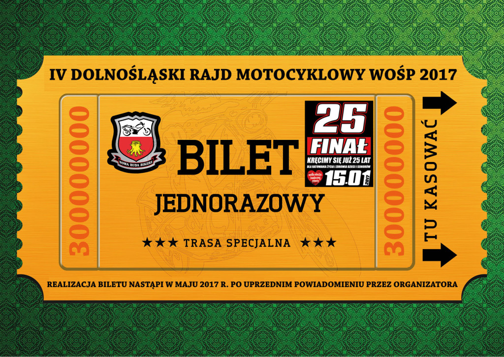 Bilet nr 3 - MOTOCYKLOWY RAJD WOŚP 2017