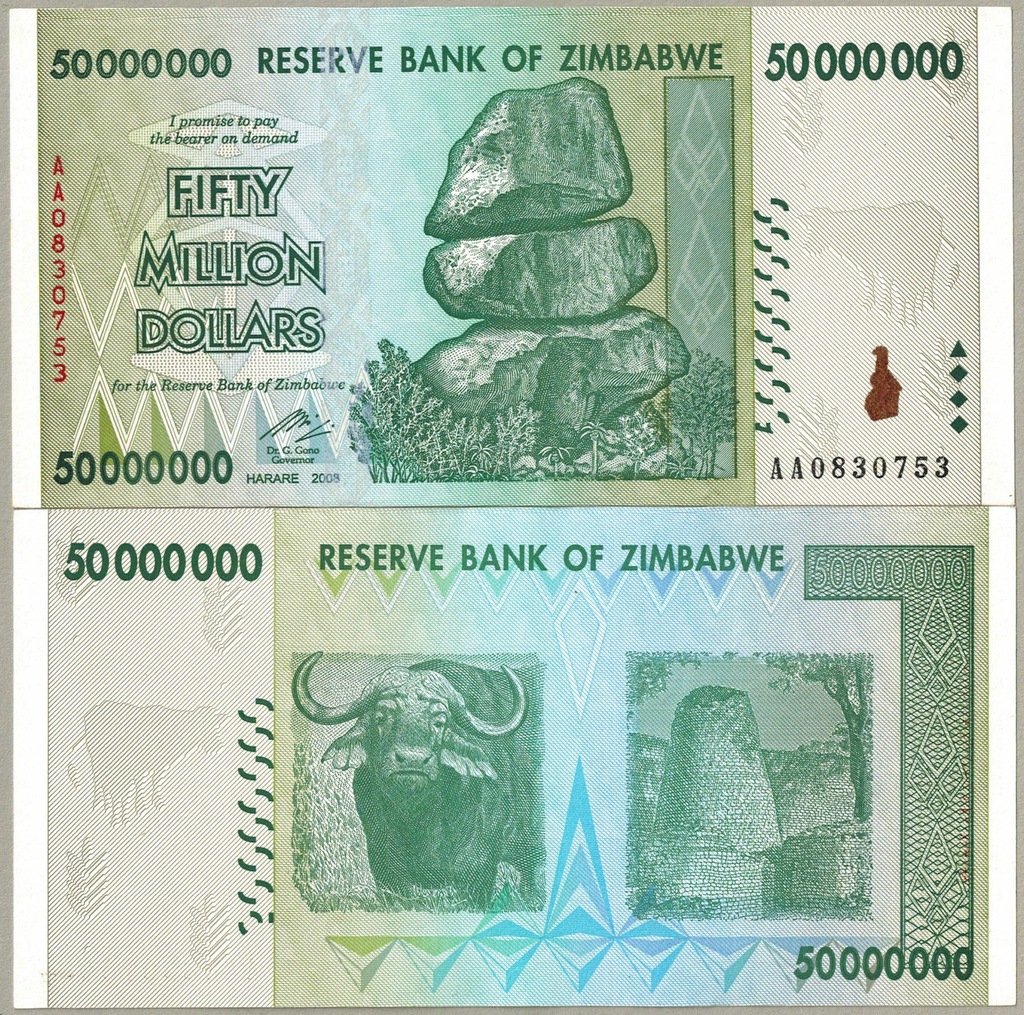 Zimbabwe 50000000 Dolar 2008 P-79 UNC
