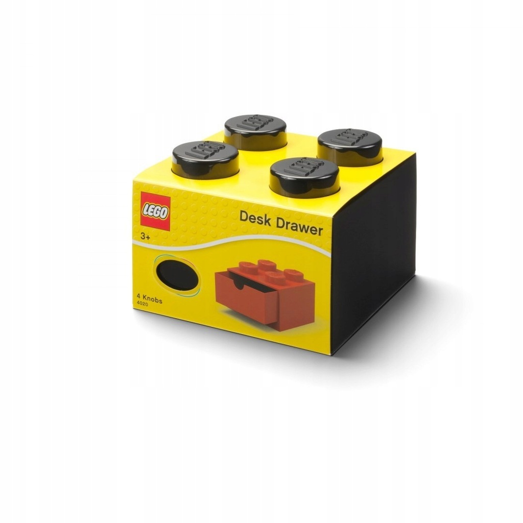 LEGO POJEMNIK Z SZUFLADĄ KLOCEK 4 CZARNY NA BIURKO