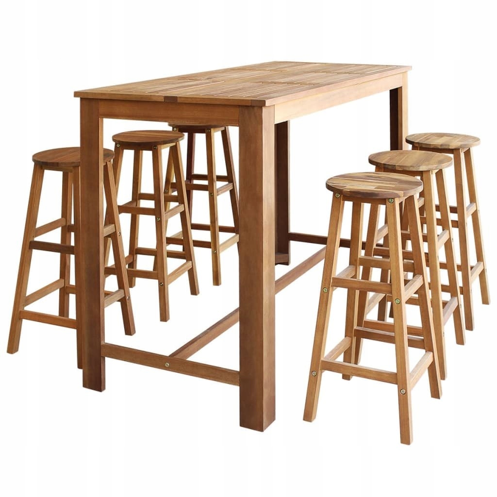 Stolik i stołki barowe,7 elementów, lite drewno a