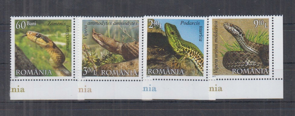 Z45. MNH Romania Natura Fauna Gady i Płazy Węże