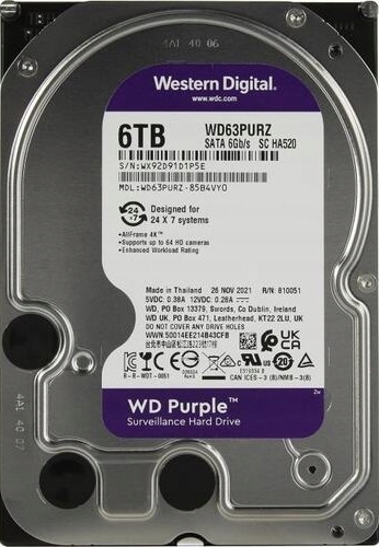 Dysk twardy NVR WD Purple 6TB 6000GB WD63PURZ