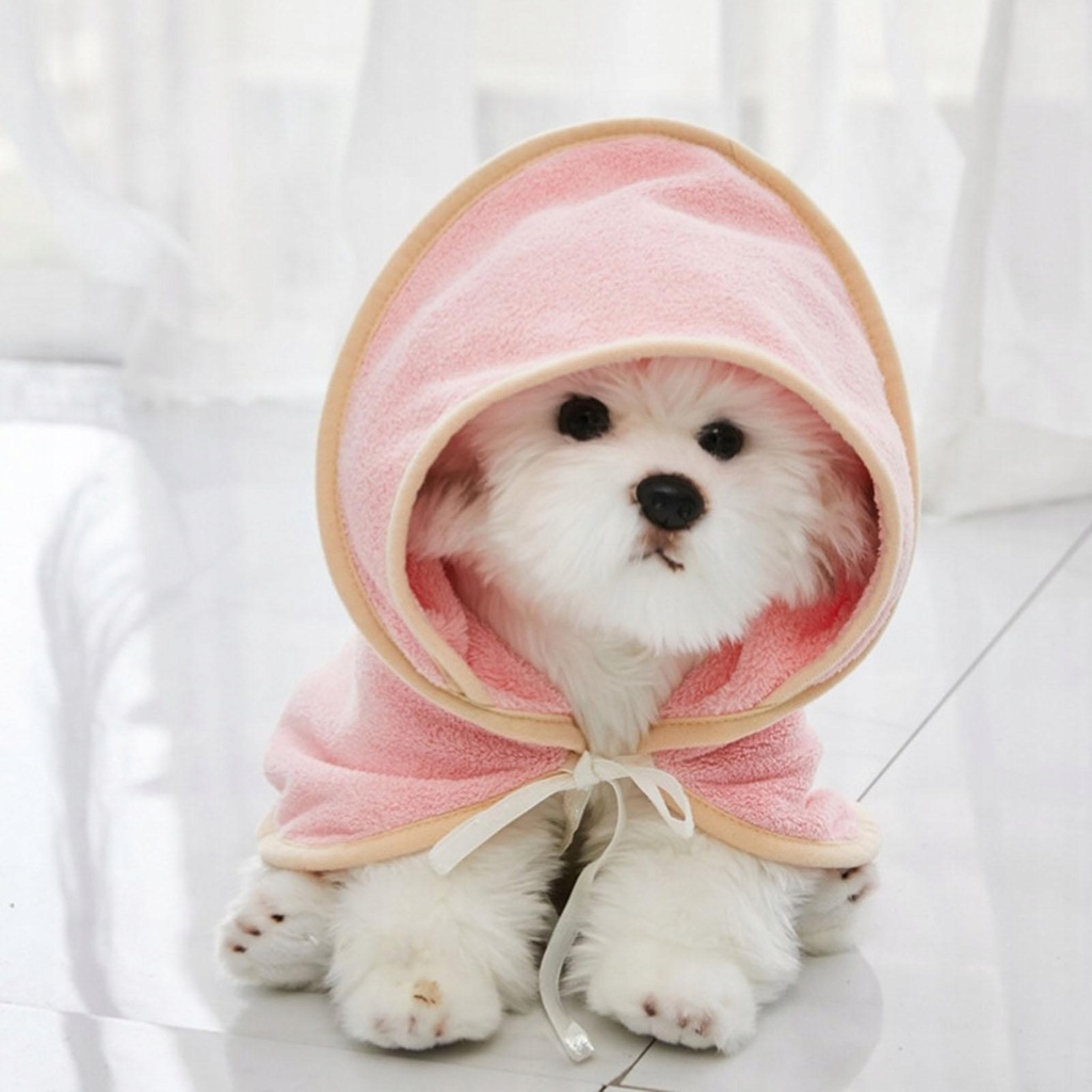Dog Bathrobe Drying Towel Bath Robe Microfibre Clothes Super Pink 45cmx45cm
