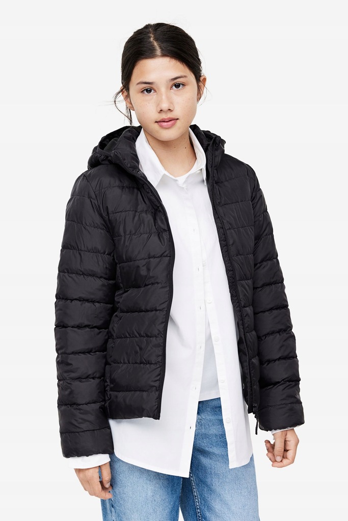 H&M Nieprzemakalna kurtka puffer 140 146 CZARNA