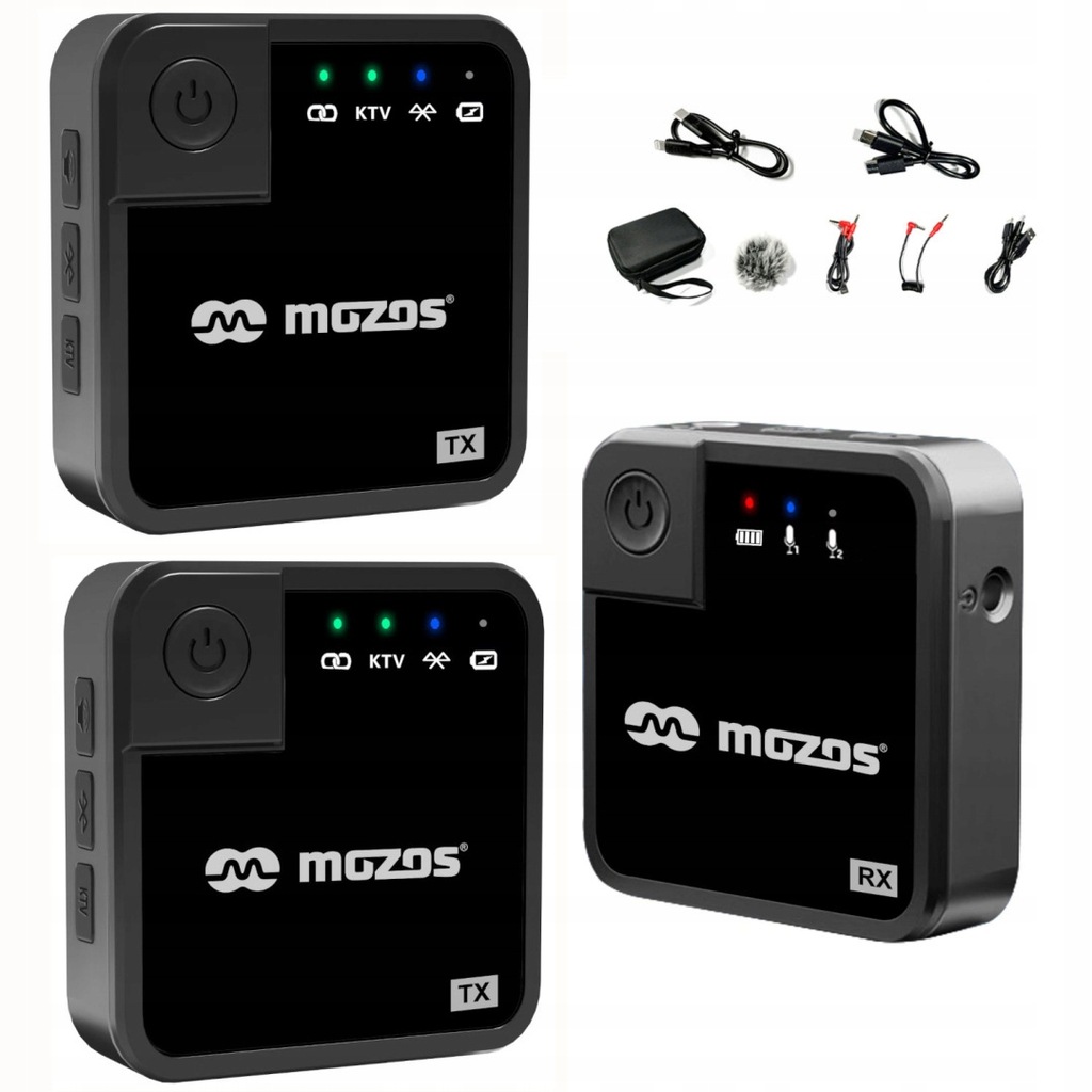2 mikrofony bezprzewodowe , podcasty, youtube MOZOS MX1-DUAL