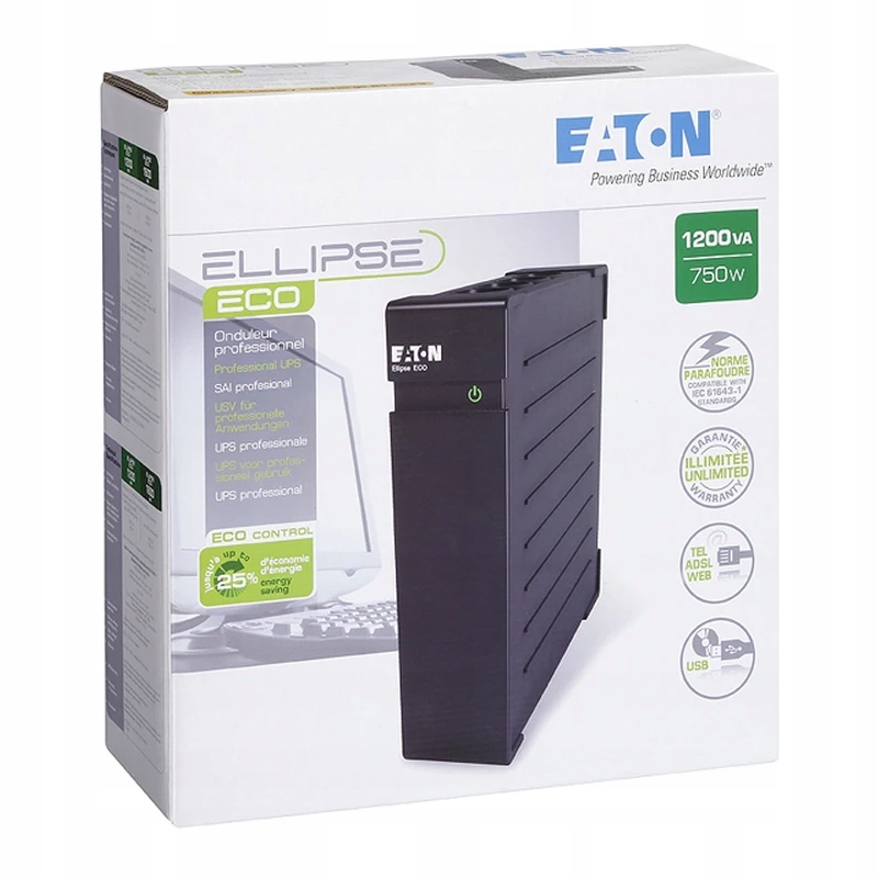 Zasilacz awaryjny EATON Ellipse ECO 1600 USBFR EL1600USBFR 1600VA