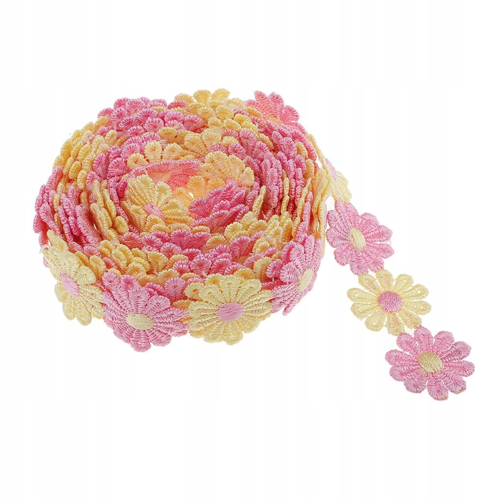 2yd Polyester Daisy Lace Ribbon Wedding Bridal Sewing Craft Yellow Pink