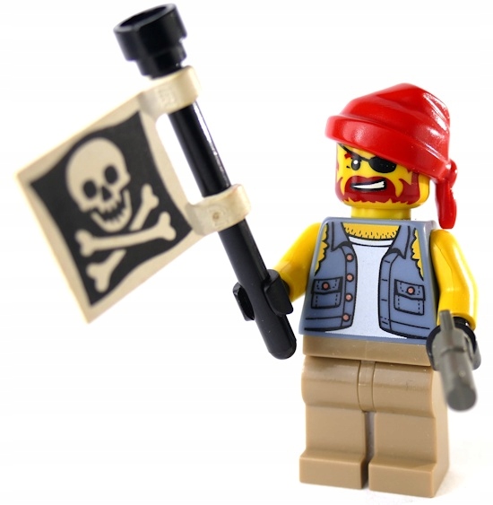 LEGO PIRATES PIRAT Z FLAGĄ PIRACKĄ