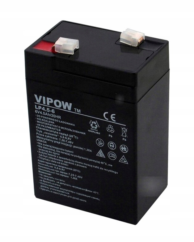 NOWY Akumulator żelowy AGM Vipow 6V 4,5Ah typ VRLA