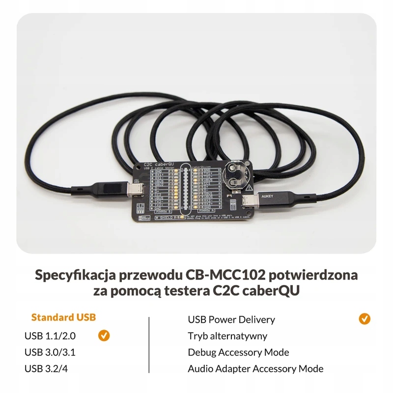 Aukey Kabel USB-C 2.0, PD 100W, oplot LED 1,8m