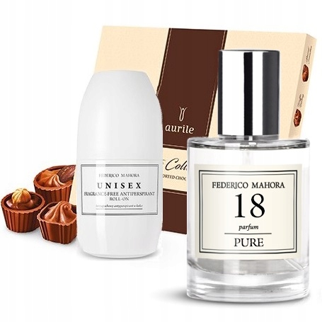 ZESTAW FM 18 [Perfumy 30ml + Czekoladki + Kulka Pure 18 Perfumy damskie 30ml FM GROUP