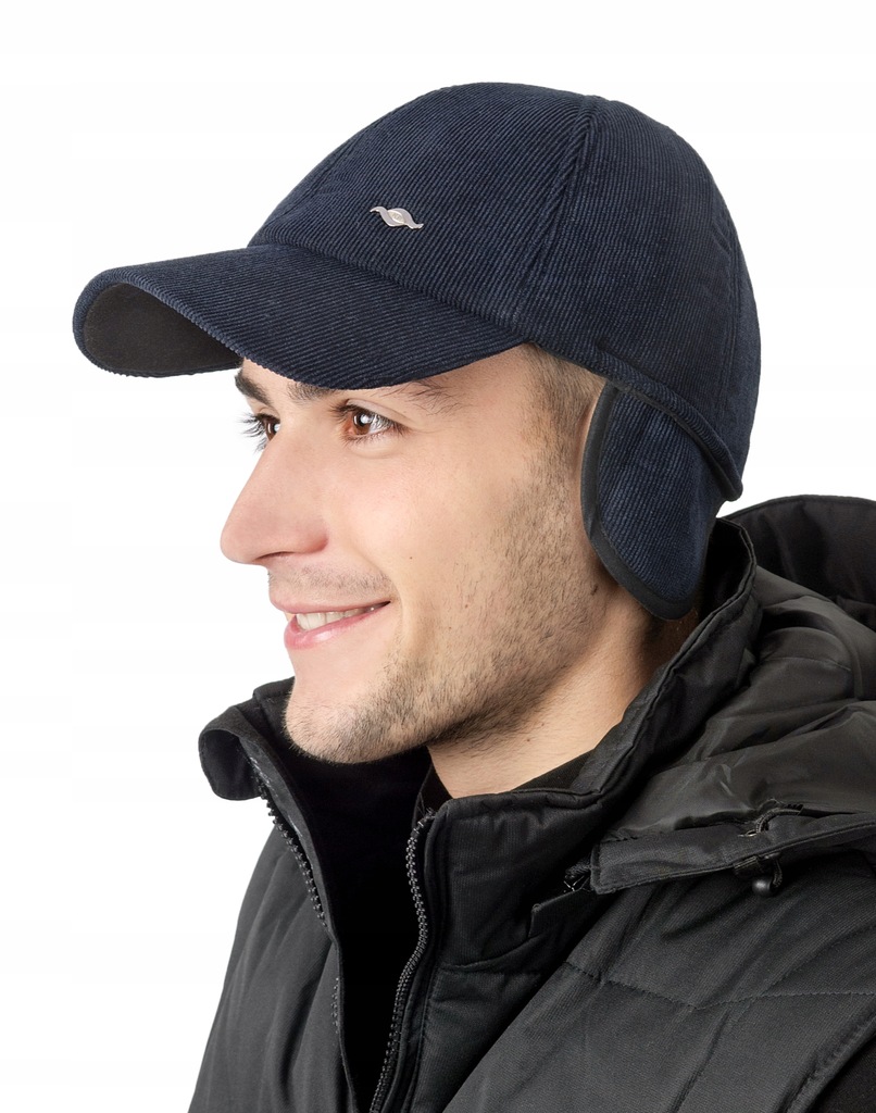 Zimowa Czapka Męska z Daszkiem Nausznikami 1731-02 - 7663095193